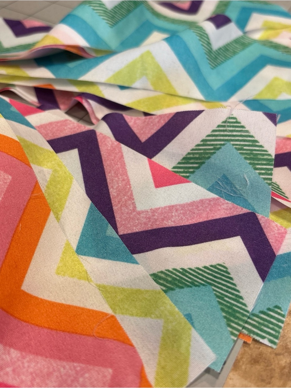 15-Piece Bright Multicolour Chevron Fabric Strip Bundle